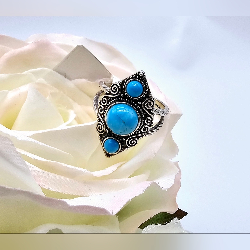 🥰 TRIPLE TURQUOISE RING - Picture 4 of 5